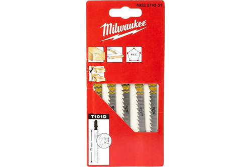 Пилка для лобзика T101D HCS 10-45мм по дереву 5шт Milwaukee 4932274351 купить