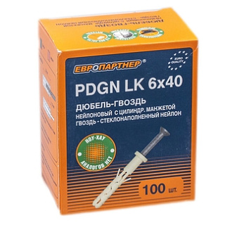Дюбель-гвоздь с нейлоновым гвоздем цилиндр (гриб) 6*40 100шт купить