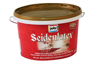Краска латексная для стен и потолков JOBI SeidenLatex Белая шелковисто-глянцевая гладкая (2.5л) купить