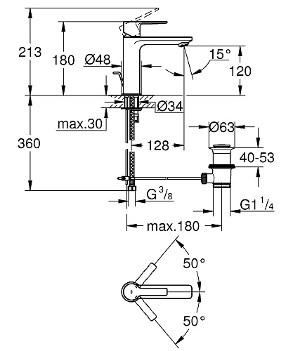 Смеситель Lineare для раковины цвет хром GROHE 32114001 купить
