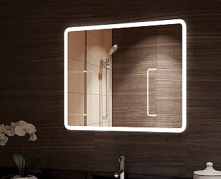 Зеркало Континент Demure 91.5*68.5см LED подсветка, часы, антизапотевание, термометр, сенсор ЗЛП229 купить