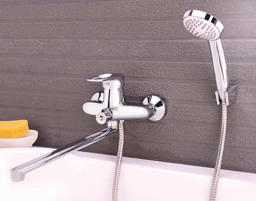 Смеситель для ванной BBI-4023-35L-44 с длинным изливом хром, Lucky Tap купить