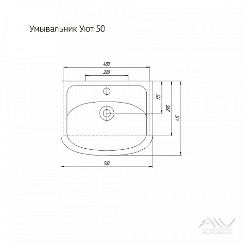 Тумба Vittoria-50 с раковиной Уют 50 белая Alavann  купить