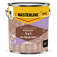 Грунт-эмаль по металлу Masterline Anticorr 3в1 RAL9005 черный 5л 50037692