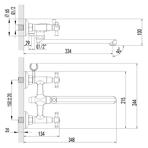 Смеситель Lemark Contour с аксессуарами для ванны хром LM7451C купить