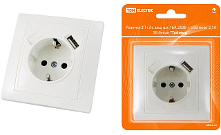 Розетка Таймыр 16А SQ1814-0040 USB белая TDM 4584959 купить
