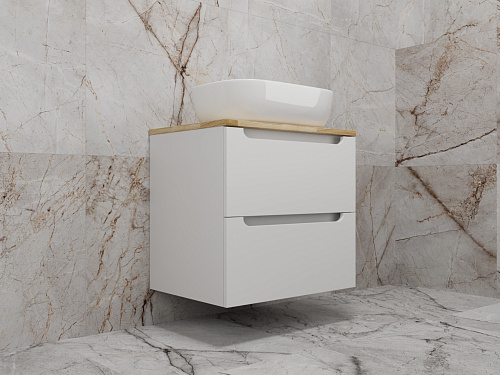 Тумба подвесная со столешницей Бали 70 и раковина MODUO 50 SQUARE Style Line ЛС-00002338 БЕЛЫЙ СОФТ купить