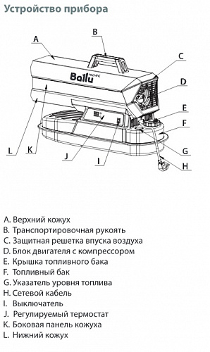 Пушка тепловая дизельная BHDP-20SH Siber Heat 20кВт 550м3/ч Ballu НС-1170305 купить
