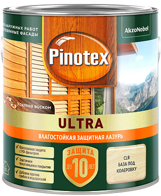 Лазурь влагостойкая для дерева Pinotex Ultra  бесцветная база CLR (2.5л) купить