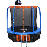 Батут каркасный 8" ЭКОС BS-8FT-3 010364 с сеткой, лесенкой и баскетбольным кольцом 244*235см