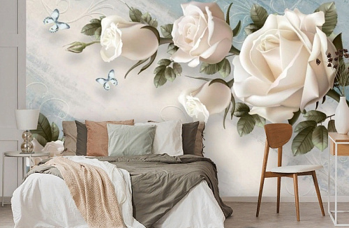 Фотообои Винтажная композиция с розами песок 3*2.7м DesignStudio 3D GM-071 купить