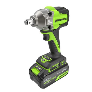 Гайковерт аккумуляторный Greenworks IW5500 ударный 1/2" картон 24В 500Нм(бесщеточн)  3 режима 1акк*4.0а/ч+з/у (3805007CUB) купить