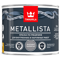 Краска по ржавчине Tikkurila METALLISTA молотковый серебристый 0.4 л