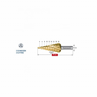 Сверло по металлу ступенчатое 4-20мм HSS-XE с покр TIN-GOLD Karnasch купить