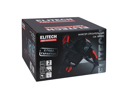 Миксер Elitech HD CM 1800E2 строительный (2-х скор) 1800Вт 185Нм М14 0-460/0-820 об/мин (без мешалки) (E2208.009.00) купить