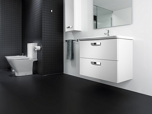 Тумба подвесная The GAP с раковиной GAP 80 белый глянец ROCA ZRU9302877/327470000 купить