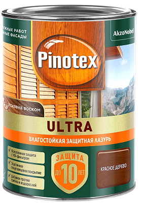 Лазурь влагостойкая для дерева Pinotex Ultra красное дерево 5803739 (0.9л) купить