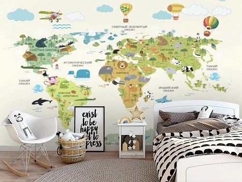 Фотообои Карта с воздушными шарами песок 3*2.4м DesignStudio 3D KID-016 купить