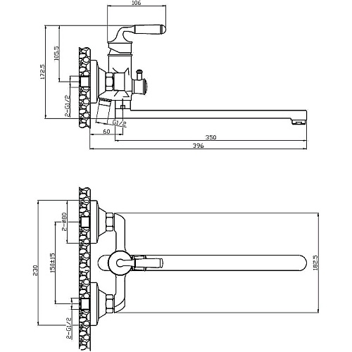 Смеситель Esko Prague PG 31 для ванны однорычажный с аксессуарами бронзовый купить