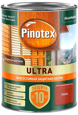 Лазурь влагостойкая для дерева Pinotex Ultra рябина 5803728 (0.9л) купить