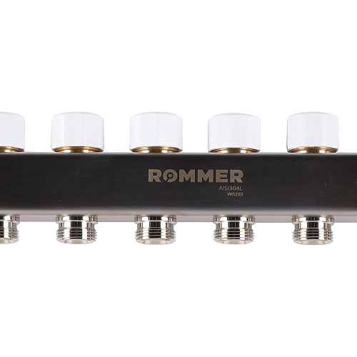 Коллектор с расходомерами 12 выходов из  нержавеющей стали Rommer RMS-1200-000012 купить