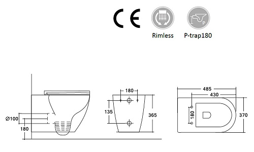 Унитаз подвесной безободковый с смесителем  485*370*365мм  HOLLER POINT BIDET D-P3666 купить