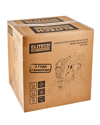 Окрасочный аппарат ELITECH HD APS 500 безвоздушный 1000Вт давл-210 бар 2.0л/мин купить