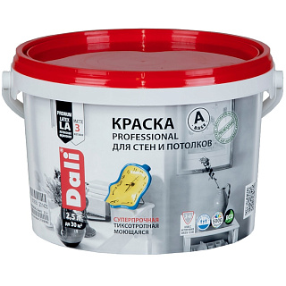 Краска для бетонных стен и потолков Dali Professional 3 акриловая белая (База А) 2.5 л купить