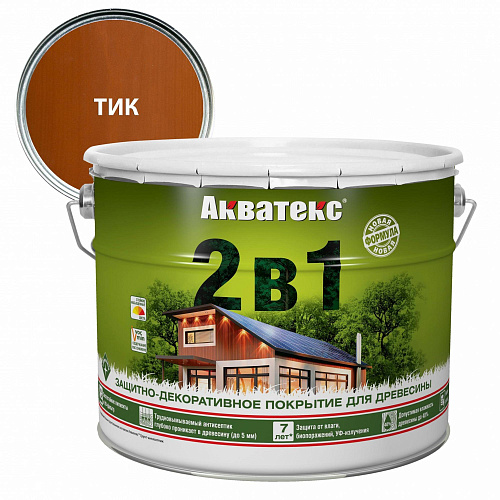 Покрытие защитно-декоративное для дерева "2 в 1" тик Акватекс 18140 (9л) купить