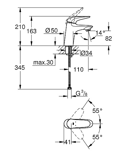 Смеситель Eurostyle для раковины цвет хром GROHE 23715003 купить