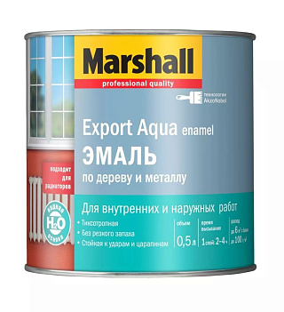 Эмаль Marshall Export Aqua Enamel по дереву и металлу Полуматовая, Белая 0.5 л купить