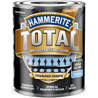 Краска для металла Hammerite Total 5575206 глянцевая черный RAL9005 (0.75л) купить
