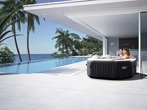 СПА-бассейн Intex "Jet and Bubble Deluxe" гидромассаж 130*180*71см с хлорогенератором 28458 купить