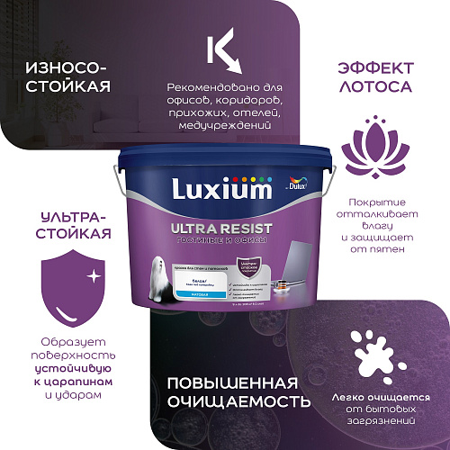 Краска Ultra Resist Гостинные и Офисы матовая база BC Luxium 50035362 (0.9л) купить