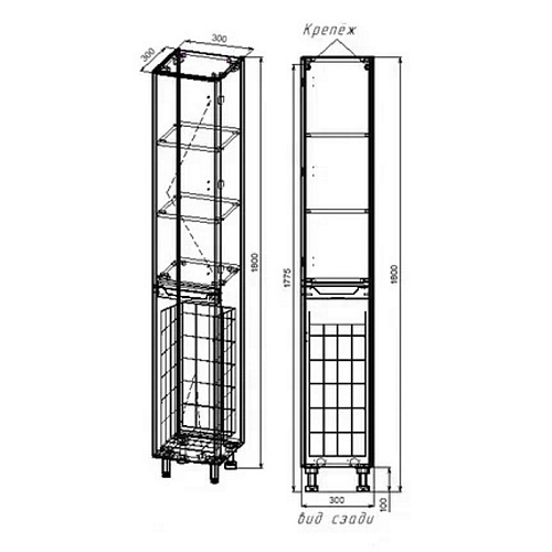 Шкаф-колонна с корзиной универсальная Марелла L Люкс PLUS Style Line СС-00002428 белый глянец купить