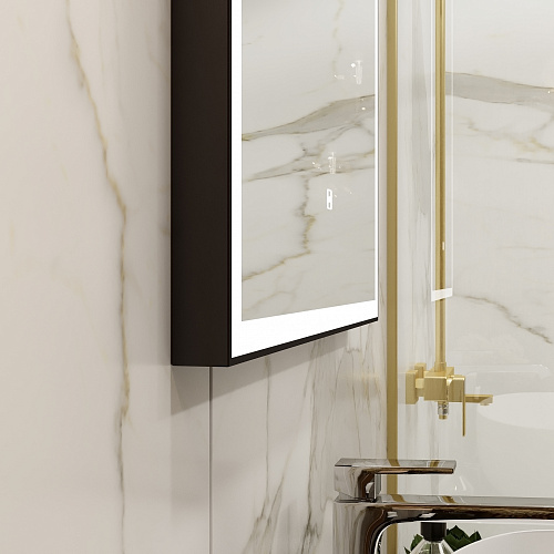 Зеркало Континент Frame 60*80см черное, LED подсветка, антизапотевание, сенсор ЗЛП1086 купить