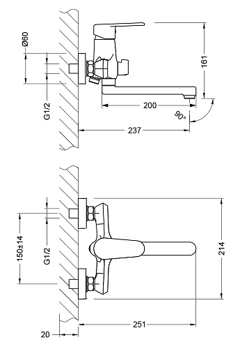 Смеситель универсальный Lemark Point LM0317C с плоским изливом, хром купить