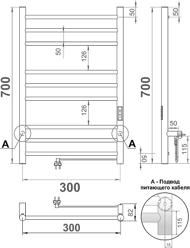 Полотенцесушитель INDIGO Line Trinity LCLTE70-30 электрический с таймером 70*30см полированый купить