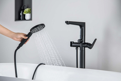 Смеситель БЕТТА для ванны напольный, черный матовый Aquatek AQ1145MB купить