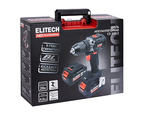 Дрель-шуруповерт аккумуляторная ELITECH HD CD 20SL2 (E2201.040.02) кейс 20В 60Нм (бесщет) 2акк*4.0а/ч ELP (E2201.040.02) купить