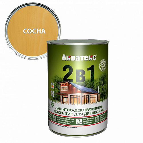 Покрытие защитно-декоративное для дерева "2 в 1" сосна Акватекс 18112 (0.8л) купить