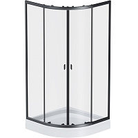 Ограждение душевое X-Joy Twin Slideс поддоном 80*80см матовый черный AM.PM W88E-205-080BT