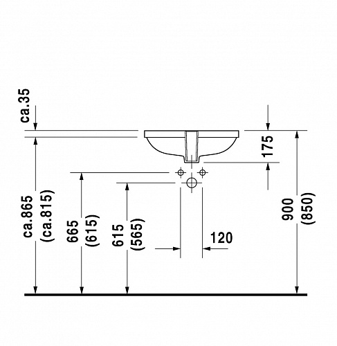 Раковина D-CODE встраиваемая снизу белая, DURAVIT 0338490000 купить