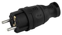 Вилка прямая каучуковая ЭРА 16A V8-B-IP44 с заземлением Б0044540 черная 