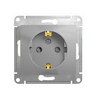 Розетка Schneider GLOSSA  GSL000345 с з/к со шторками алюминий