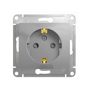 Розетка Schneider GLOSSA  GSL000345 с з/к со шторками алюминий купить