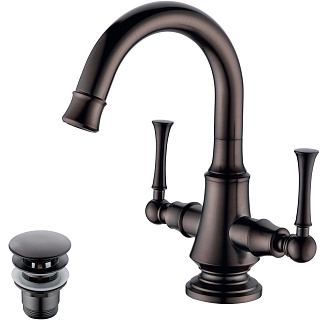 Смеситель Lemark Peretto LM6307RB для раковины с донным клапаном черное кофе купить