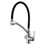 Смеситель Lemark Comfort для кухни под питьевую воду, гибкий излив хром, черный LM3070C