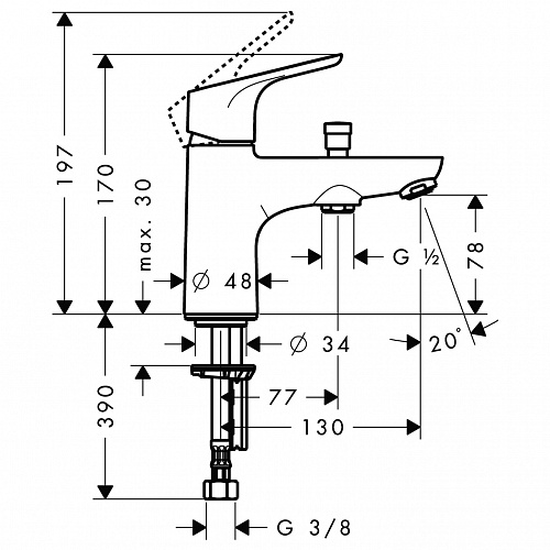Смеситель HANSGROHE HG Focus E2 Monotrou 31930000 на борт ванны купить