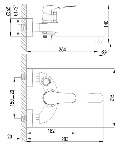 Смеситель Lemark Shift LM4314C для ванны с поворотным изливом 175мм хром купить